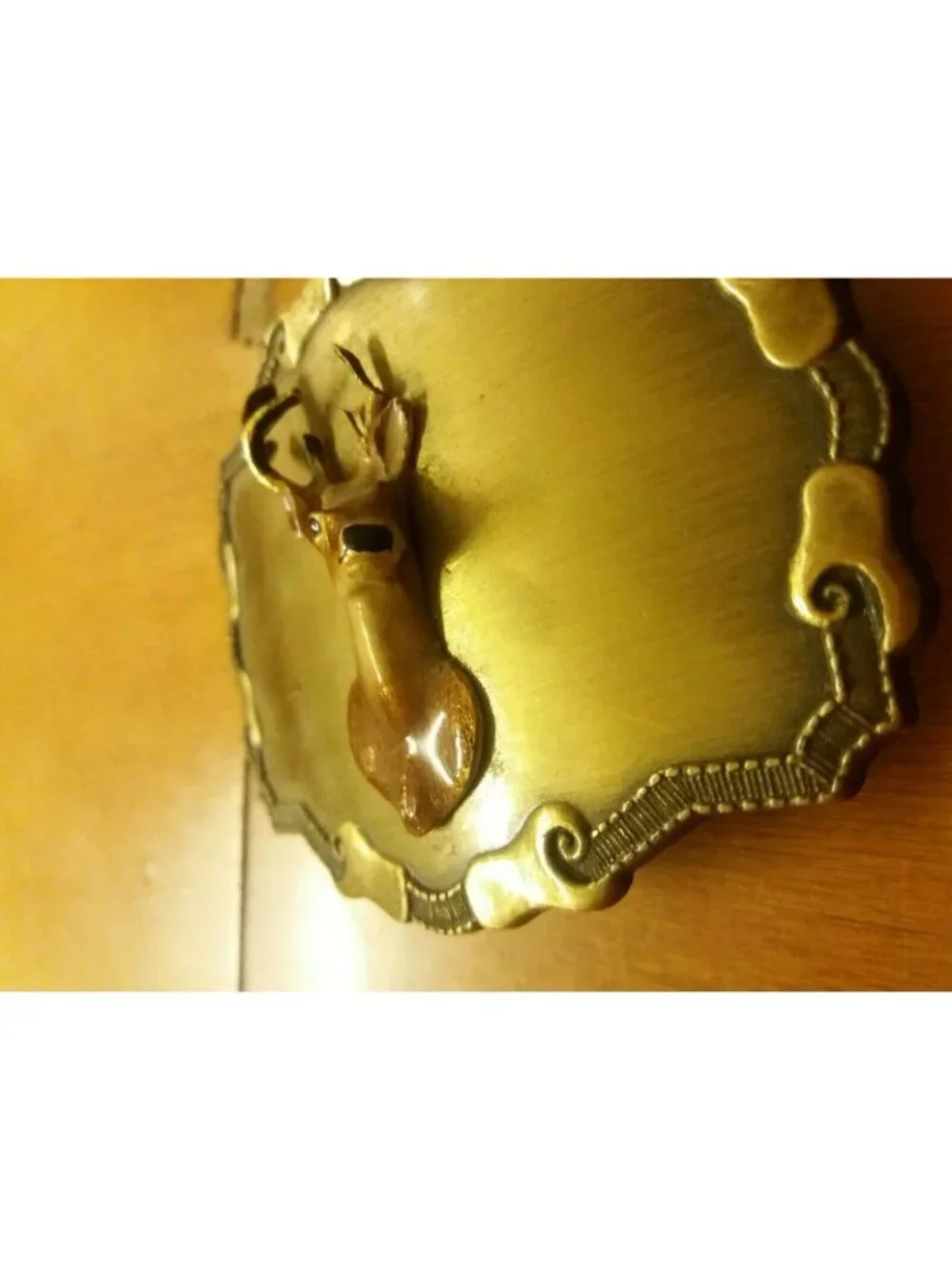 Vintage Buck Hunting Belt Buckle Raintree Brass Dimensional Wildlife 1977 USA
